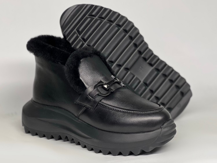 Жіночі хутряні ботинки 25-951 чорні - Основні контакти 03