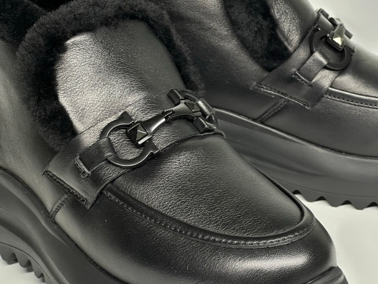 Жіночі хутряні ботинки 25-951 чорні - Основні контакти 05