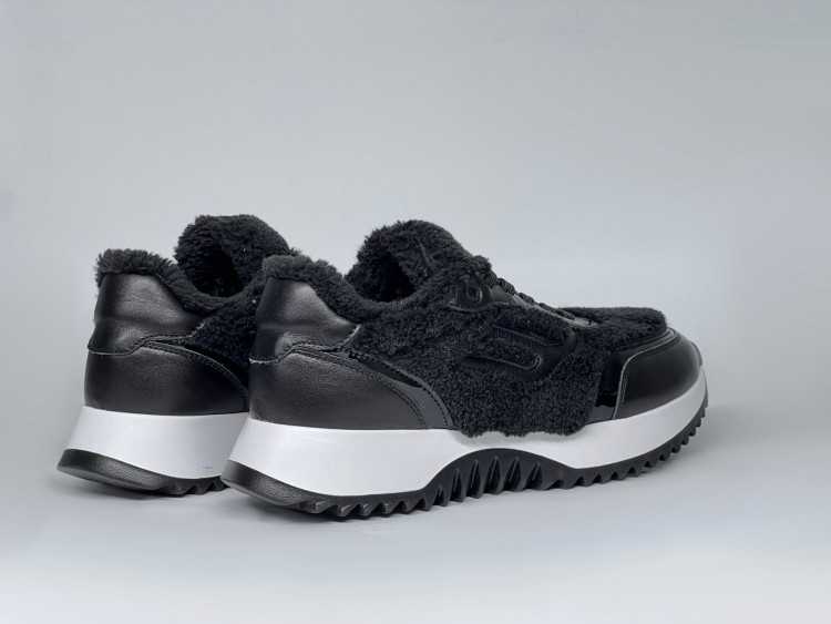 Жіночі хутряні кросівки 25-931 чорні - Основні контакти 04