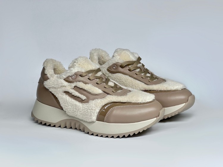 Жіночі хутряні кросівки 25-931 капучино - Основні контакти 02