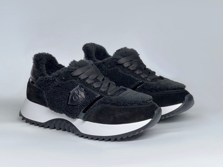 Жіночі хутряні кросівки 25-325 чорні - Основні контакти 02