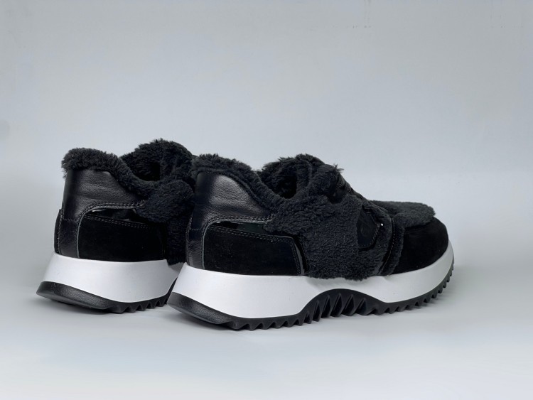 Жіночі хутряні кросівки 25-325 чорні - Основні контакти 04