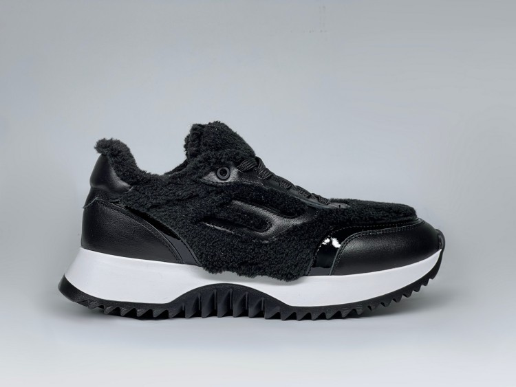 Жіночі хутряні кросівки 25-931 чорні - Основні контакти 01 