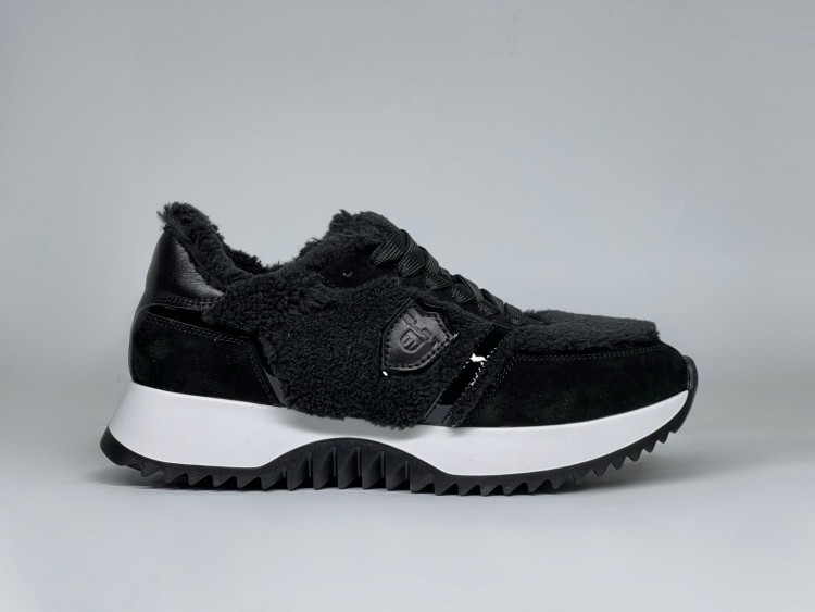 Жіночі хутряні кросівки 25-325 чорні - Основні контакти 01 